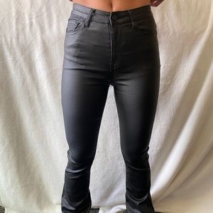 Edikted Black Flare Leather Pants